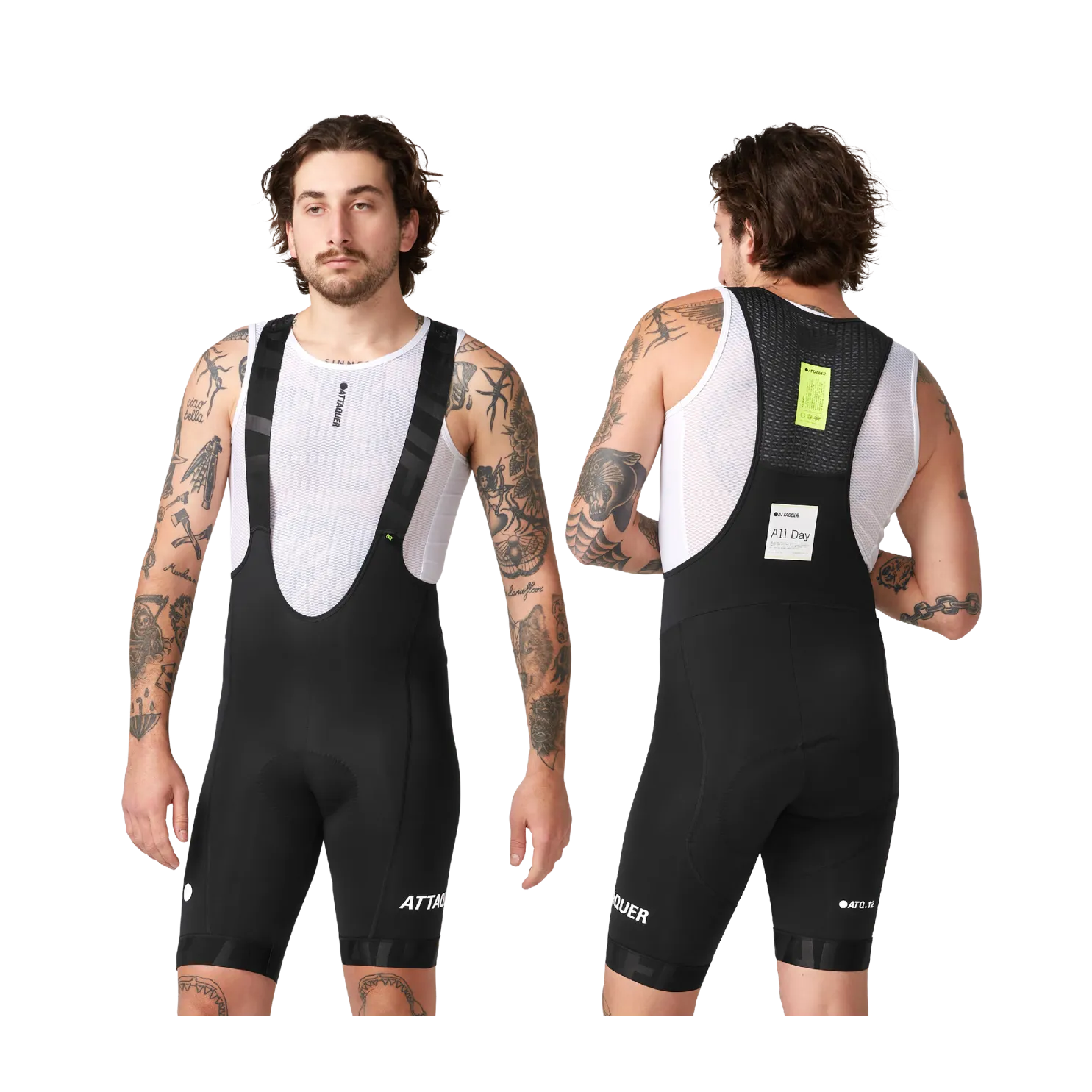 Attaquer All Day Bib Short - Black/White