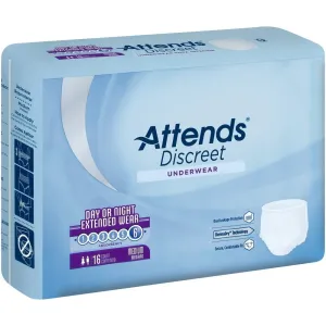 Attends Overnight Protective Underwear with Leakage Barriers, Medium 34" - 44" (Bag of 16 Each)