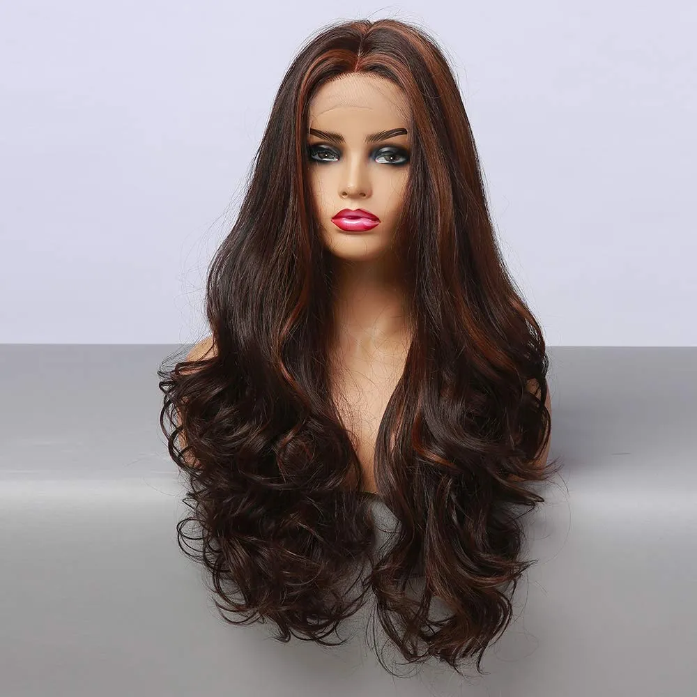 Auburn Highlight Curly Lace Front Wig