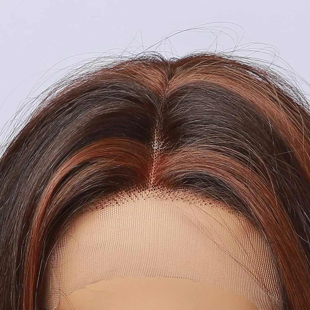 Auburn Highlight Curly Lace Front Wig