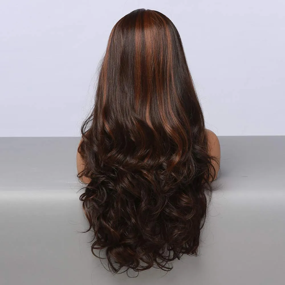 Auburn Highlight Curly Lace Front Wig