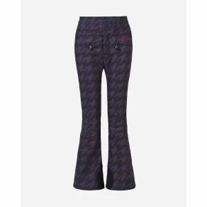 Aurora High Waist Flare Pant in Black Houndstooth