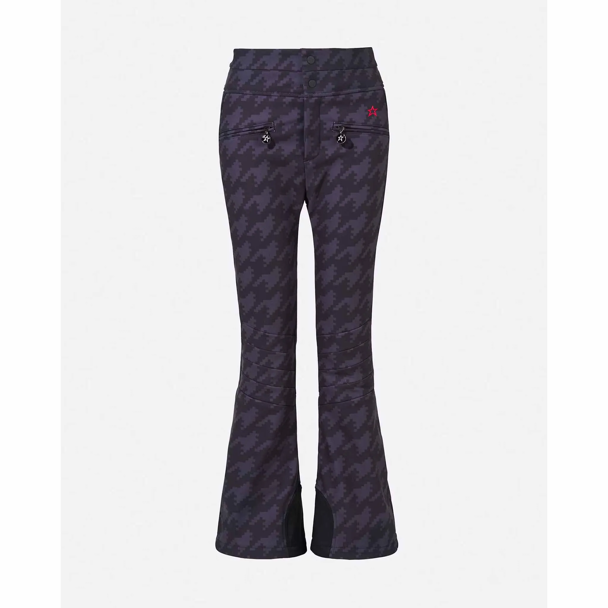 Aurora High Waist Flare Pant in Black Houndstooth