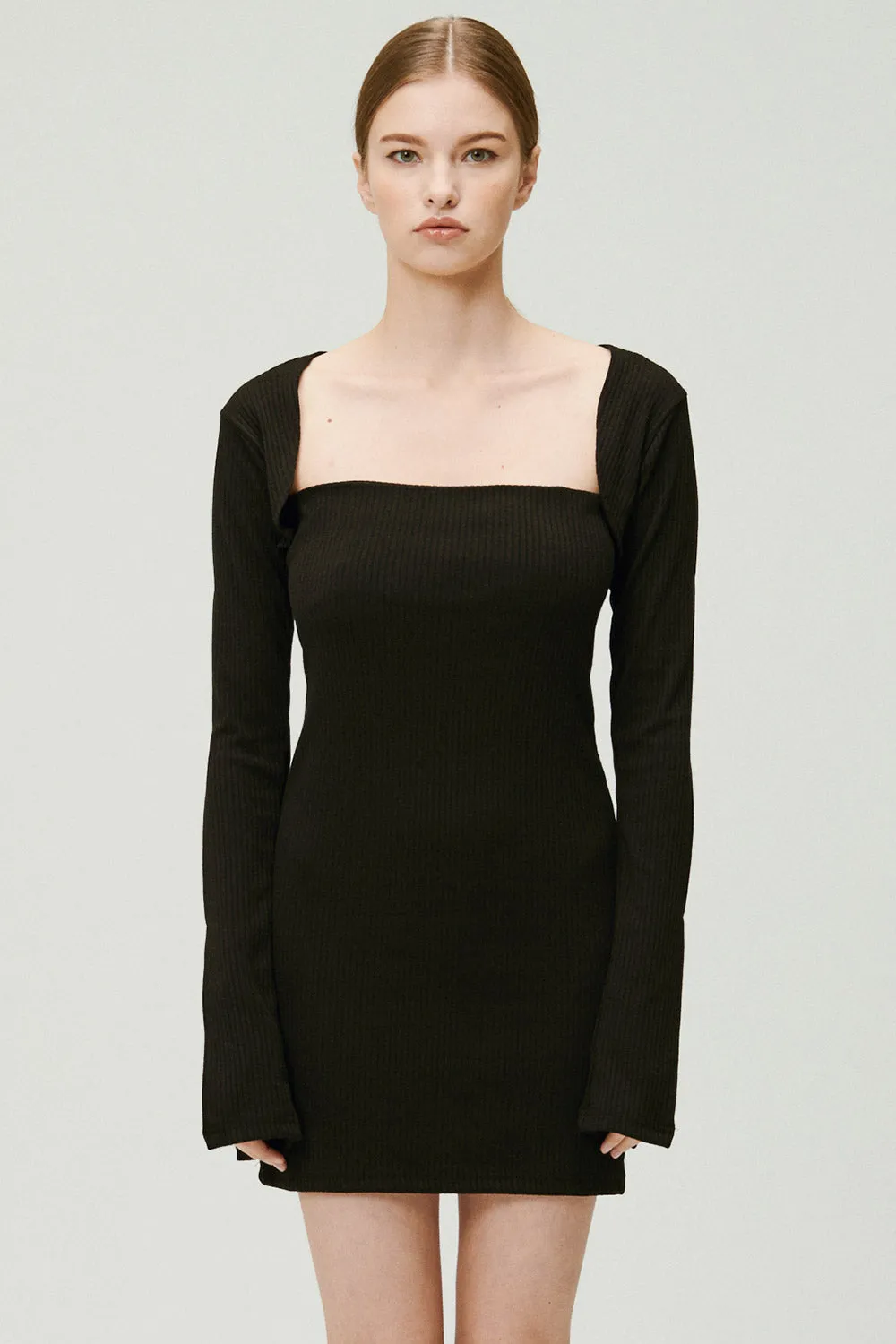 Ayn Square Neck Ribbed Dress