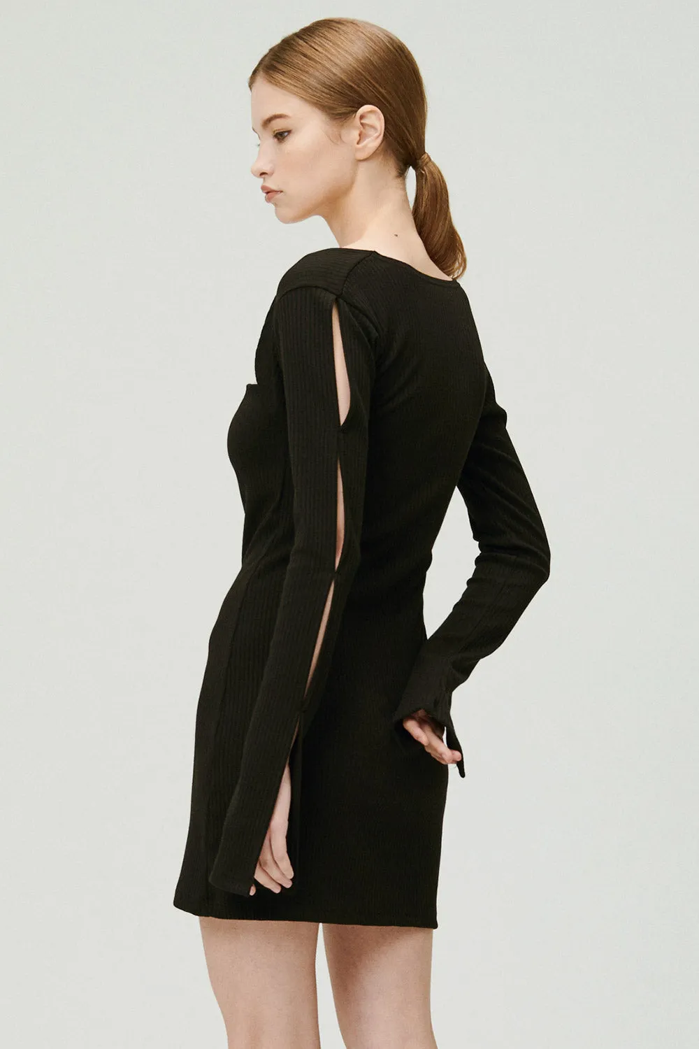 Ayn Square Neck Ribbed Dress