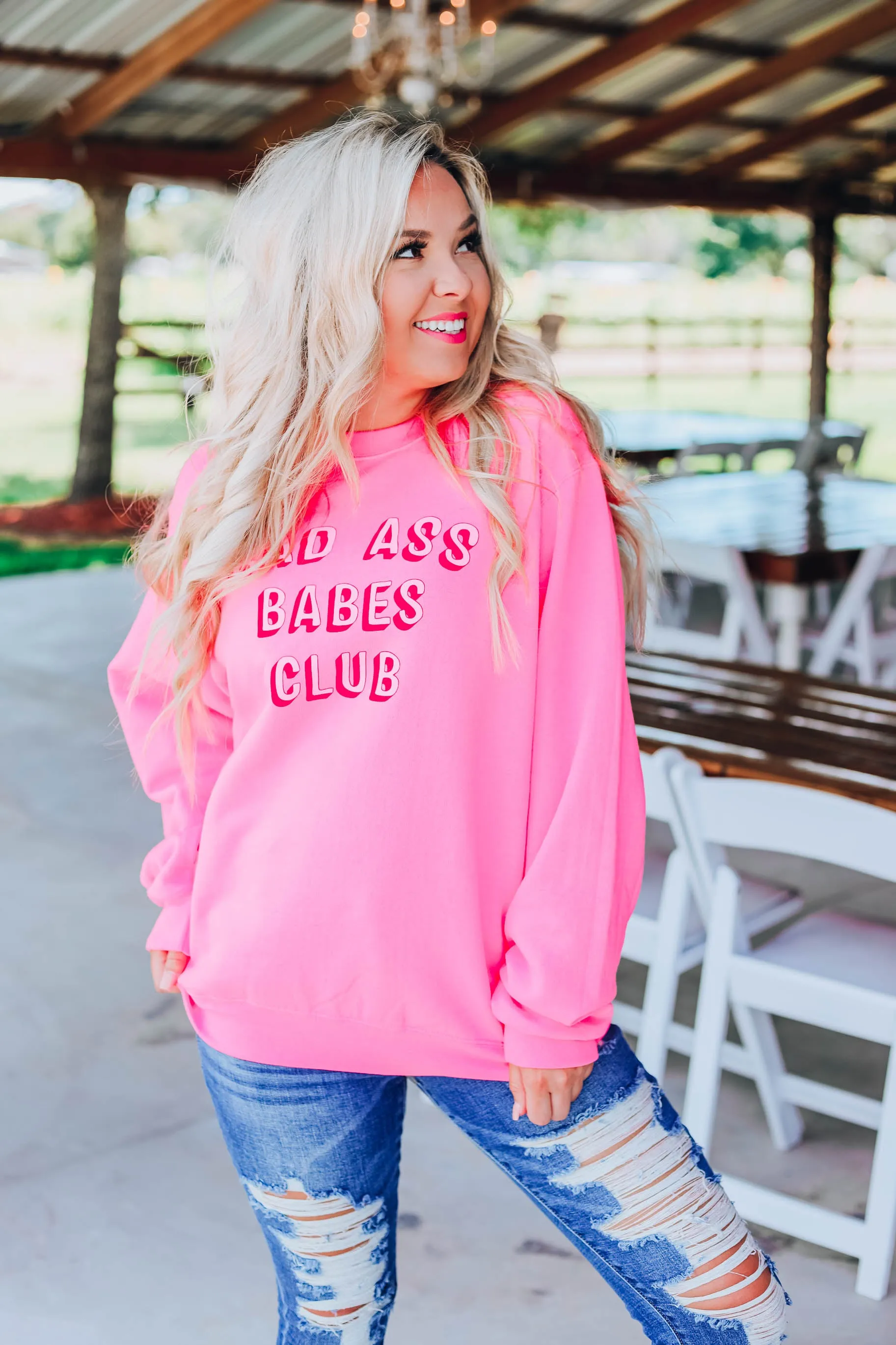 Bad Ass Babes Club Sweatshirt - Hot Pink