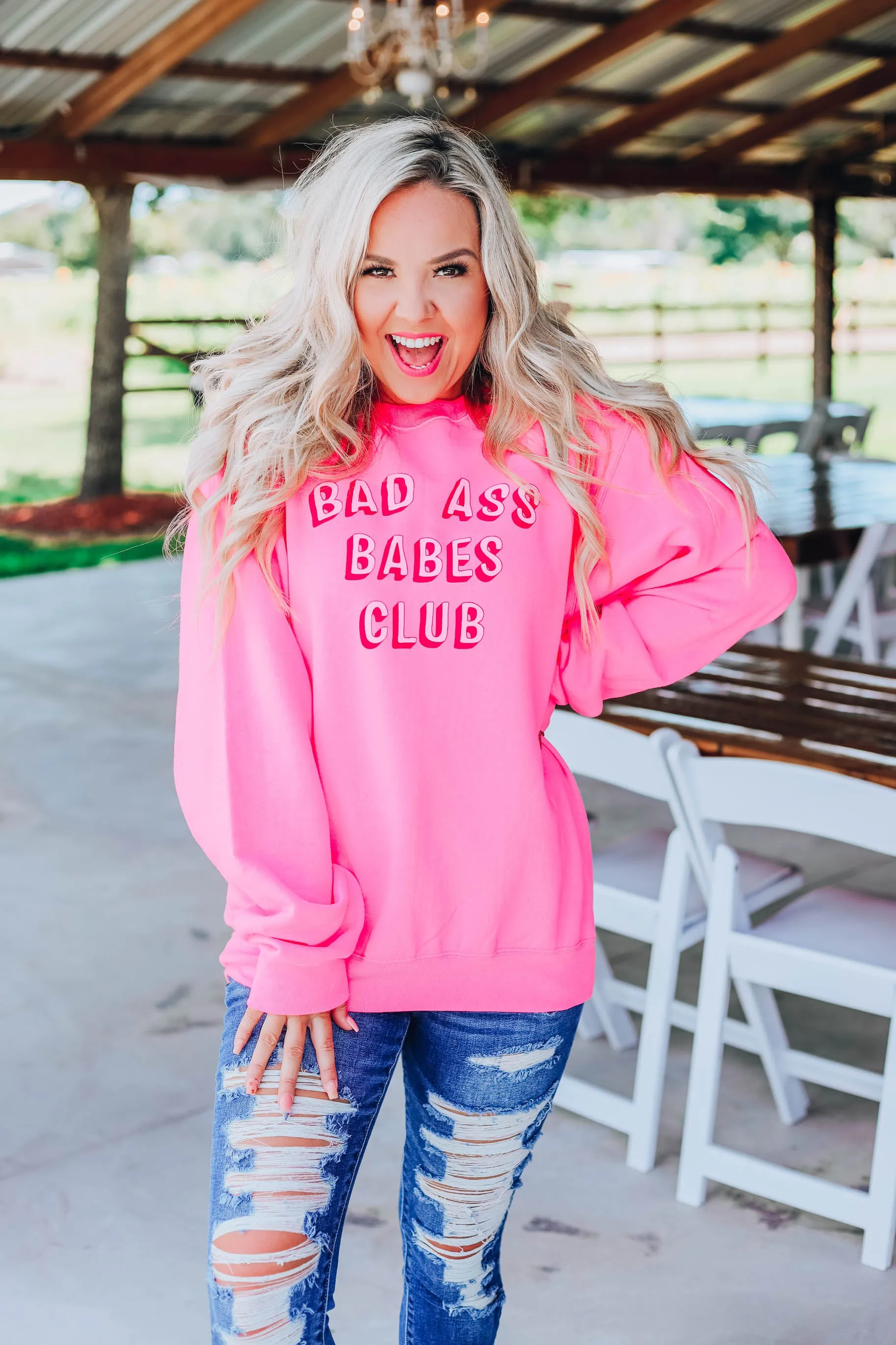 Bad Ass Babes Club Sweatshirt - Hot Pink