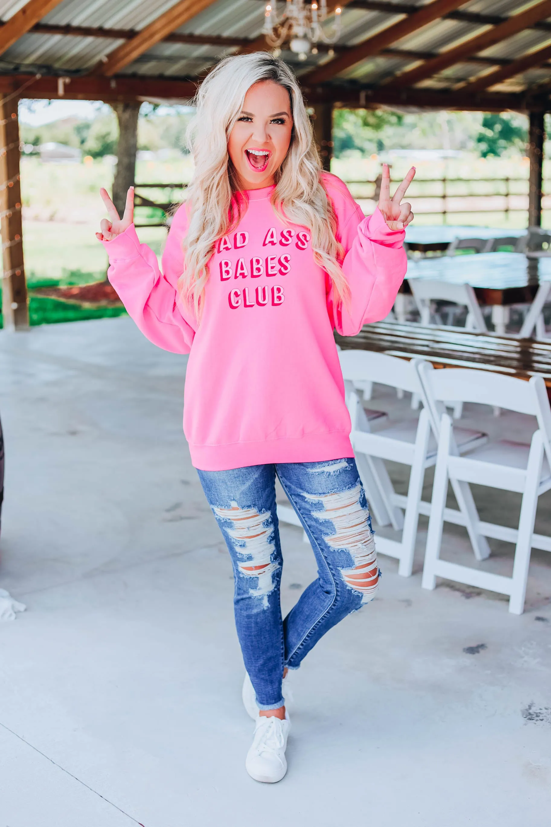Bad Ass Babes Club Sweatshirt - Hot Pink