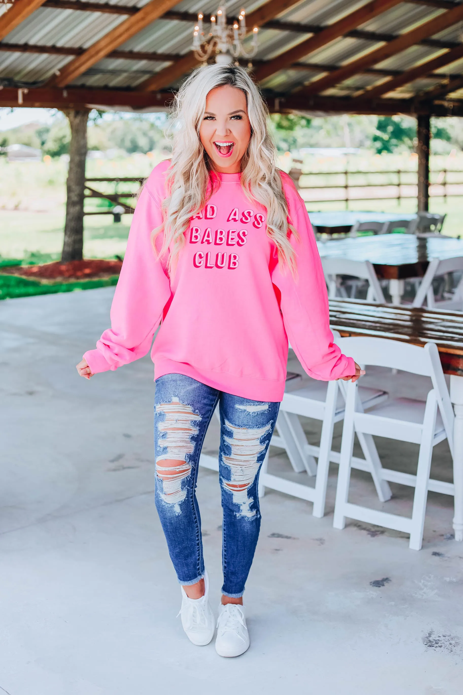 Bad Ass Babes Club Sweatshirt - Hot Pink