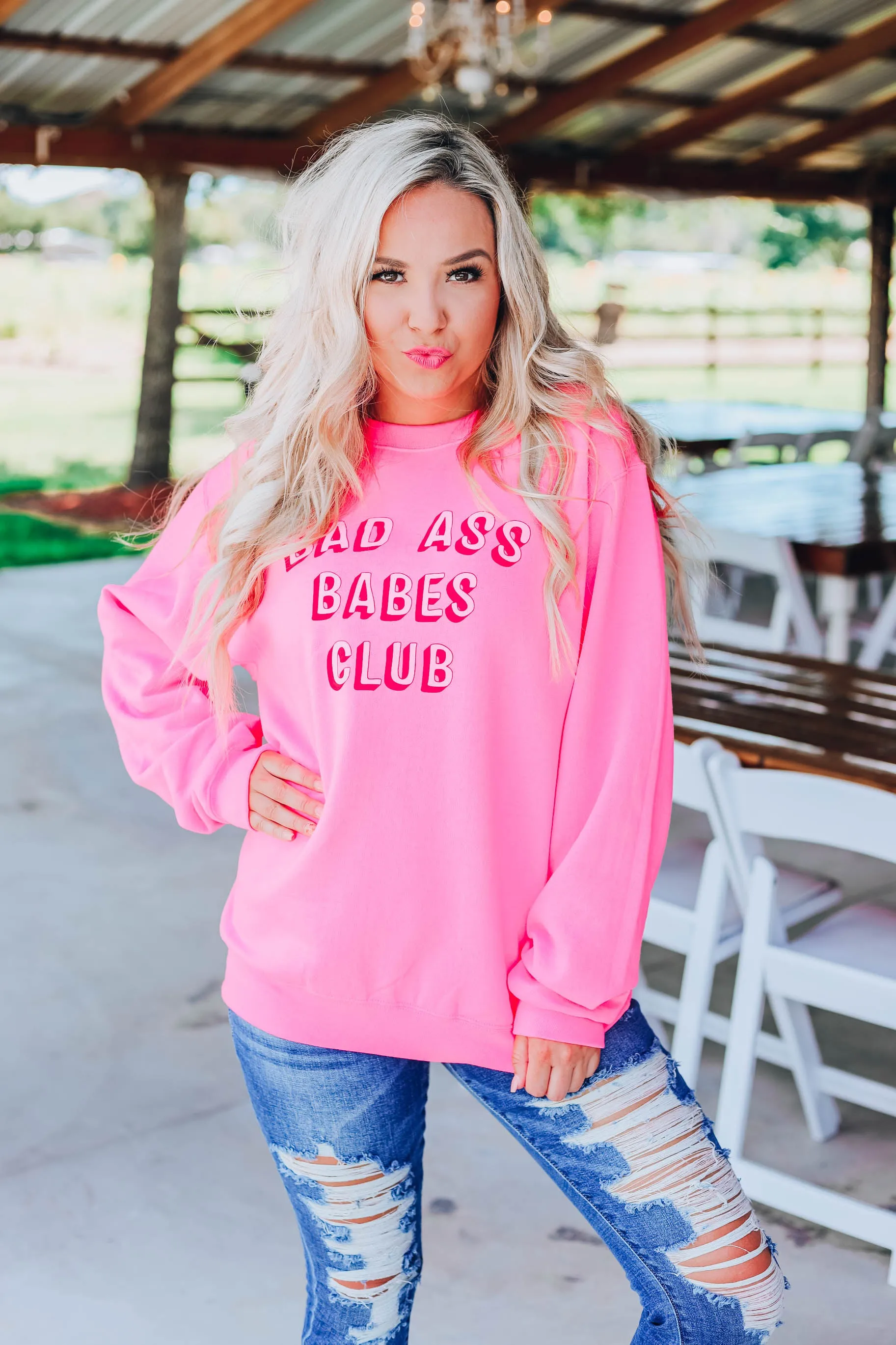 Bad Ass Babes Club Sweatshirt - Hot Pink