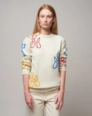balloon dog crew sweater - white