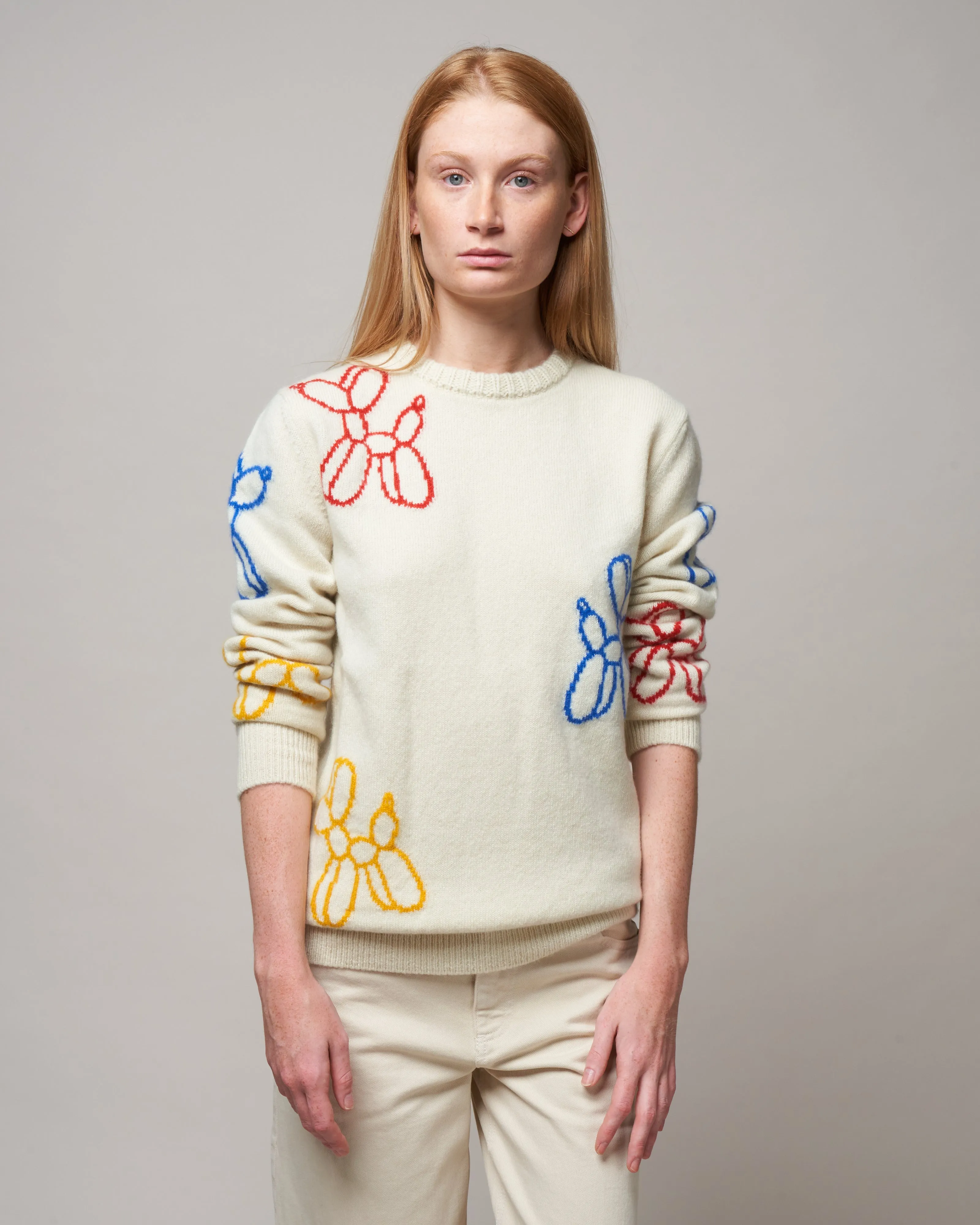 balloon dog crew sweater - white