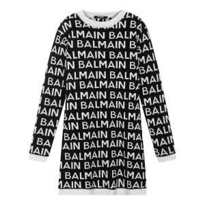Balmain Black and White Logo Dress