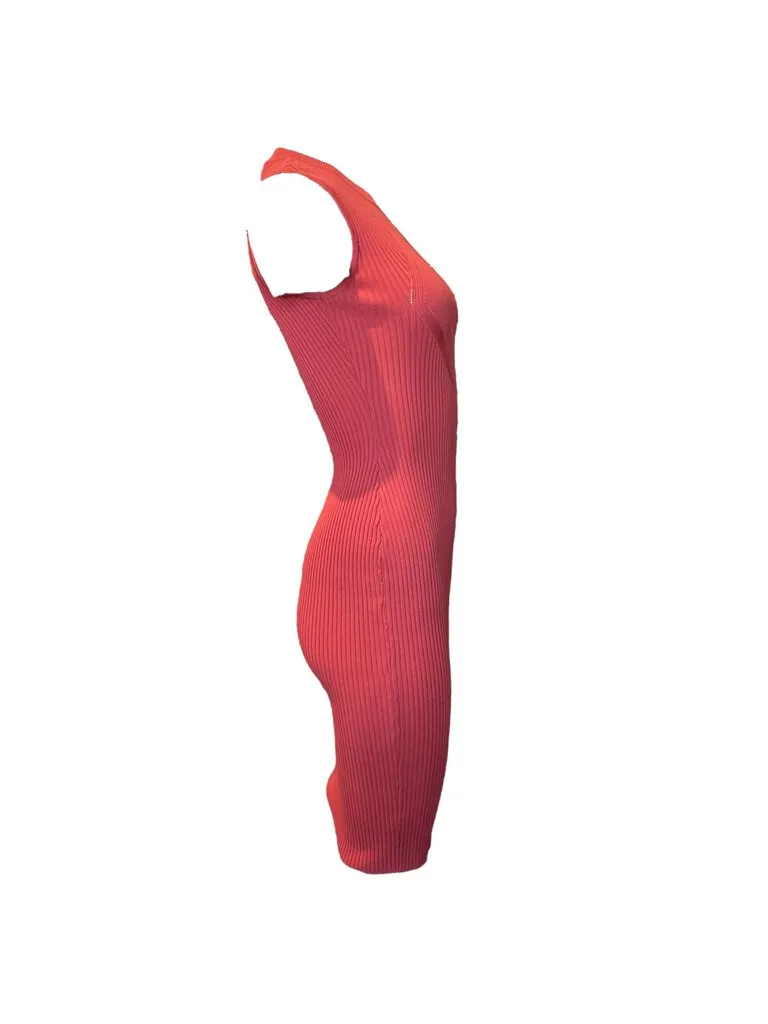 Balmain Bodycon Ribbed knit Midi Dress chilli Small