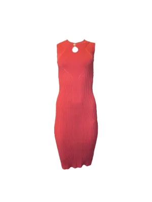 Balmain Bodycon Ribbed knit Midi Dress chilli Small