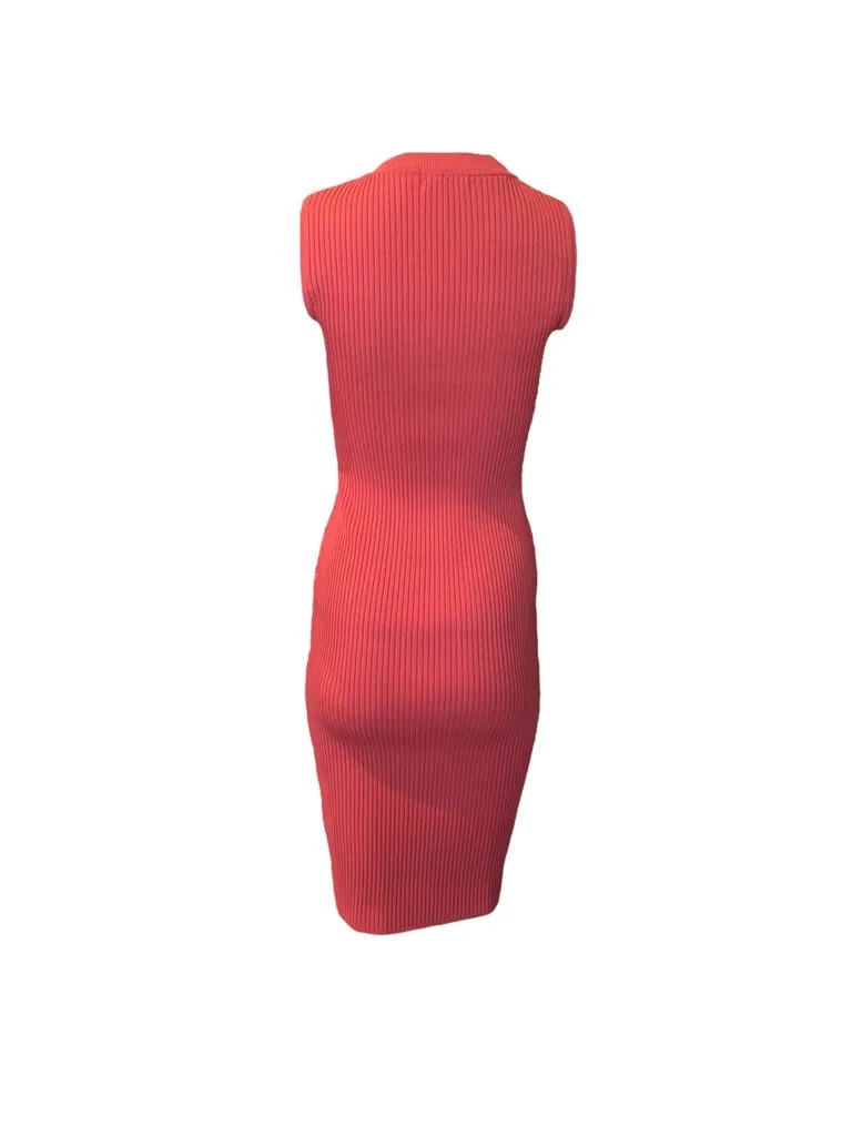 Balmain Bodycon Ribbed knit Midi Dress chilli Small