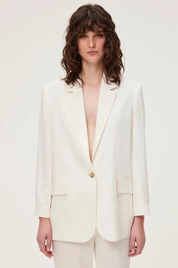 BAMBI ECRU LOOSE LINEN BLEND JACKET