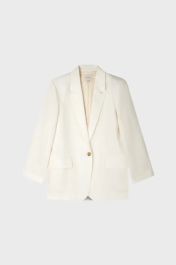 BAMBI ECRU LOOSE LINEN BLEND JACKET