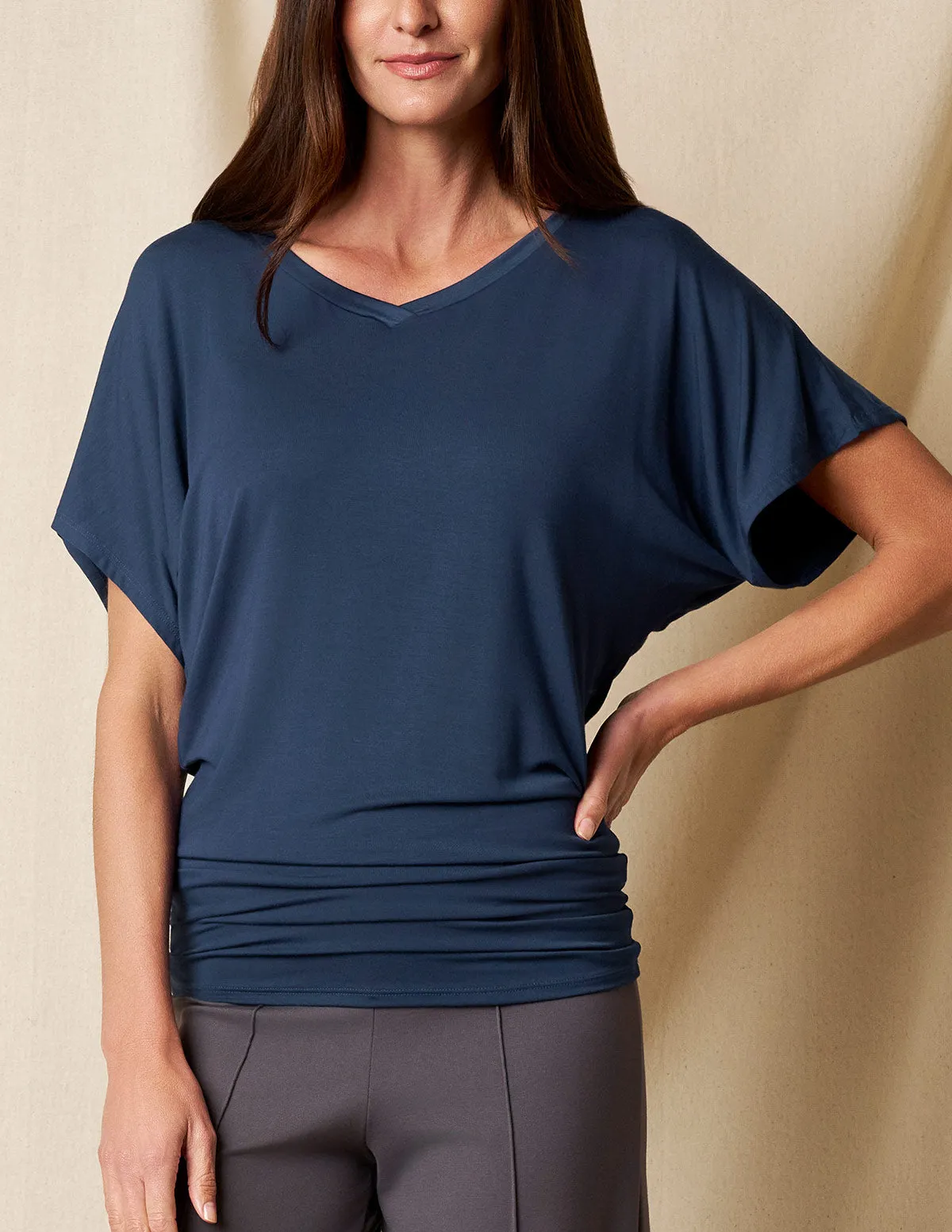 Bamboo Dolman Tunic - Navy