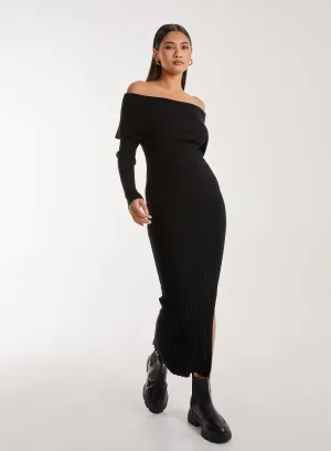 Bardot Ribbed Knit Maxi Dress