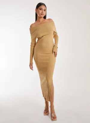 Bardot Ribbed Knit Maxi Dress