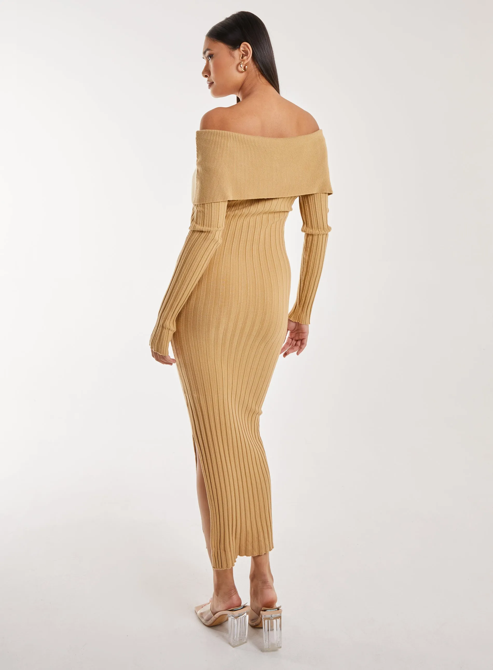 Bardot Ribbed Knit Maxi Dress