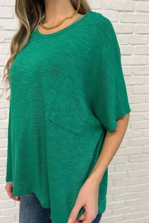 Basically Flowing Dolman Sleeve Top in Kelly Green
