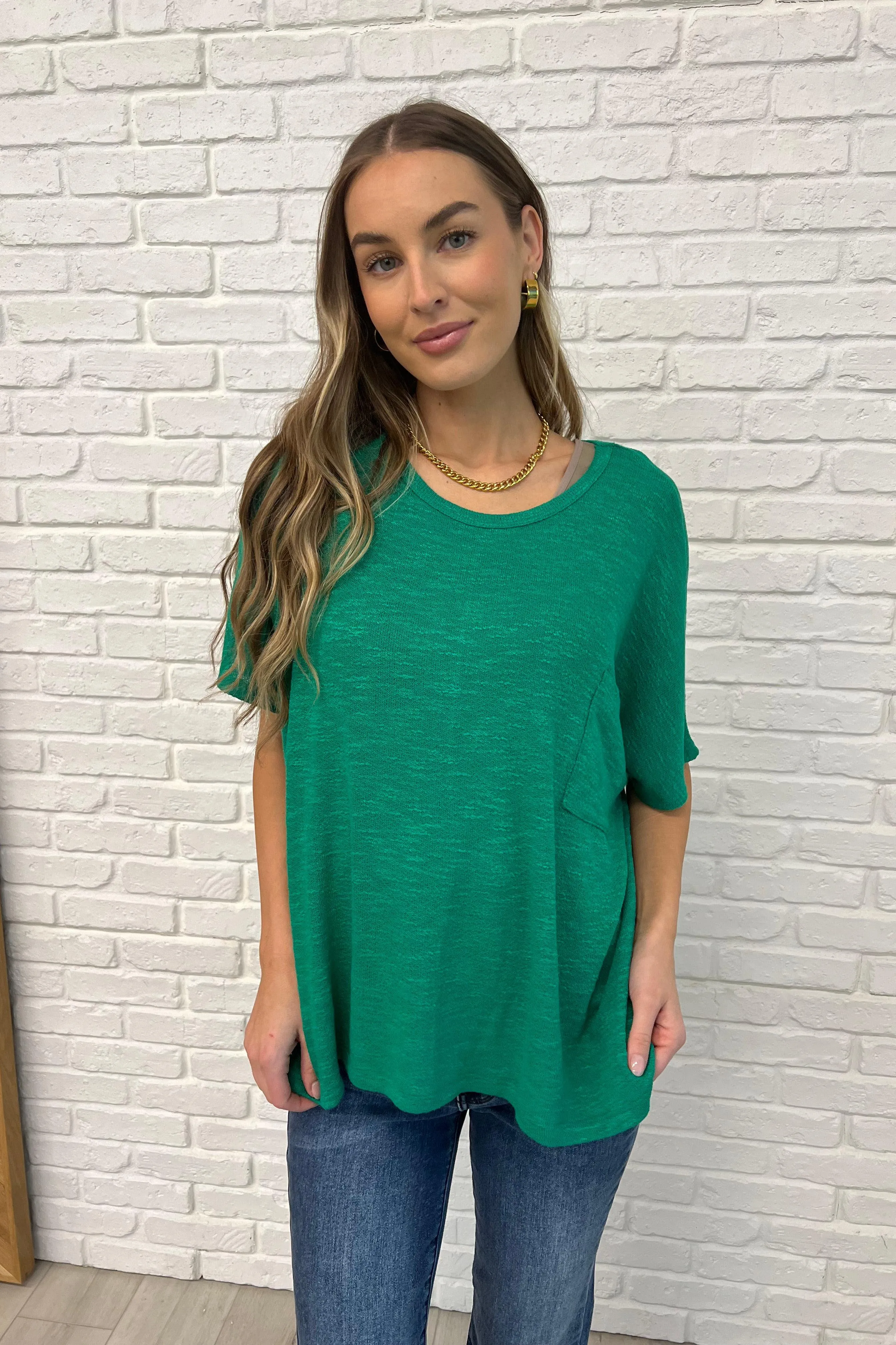 Basically Flowing Dolman Sleeve Top in Kelly Green