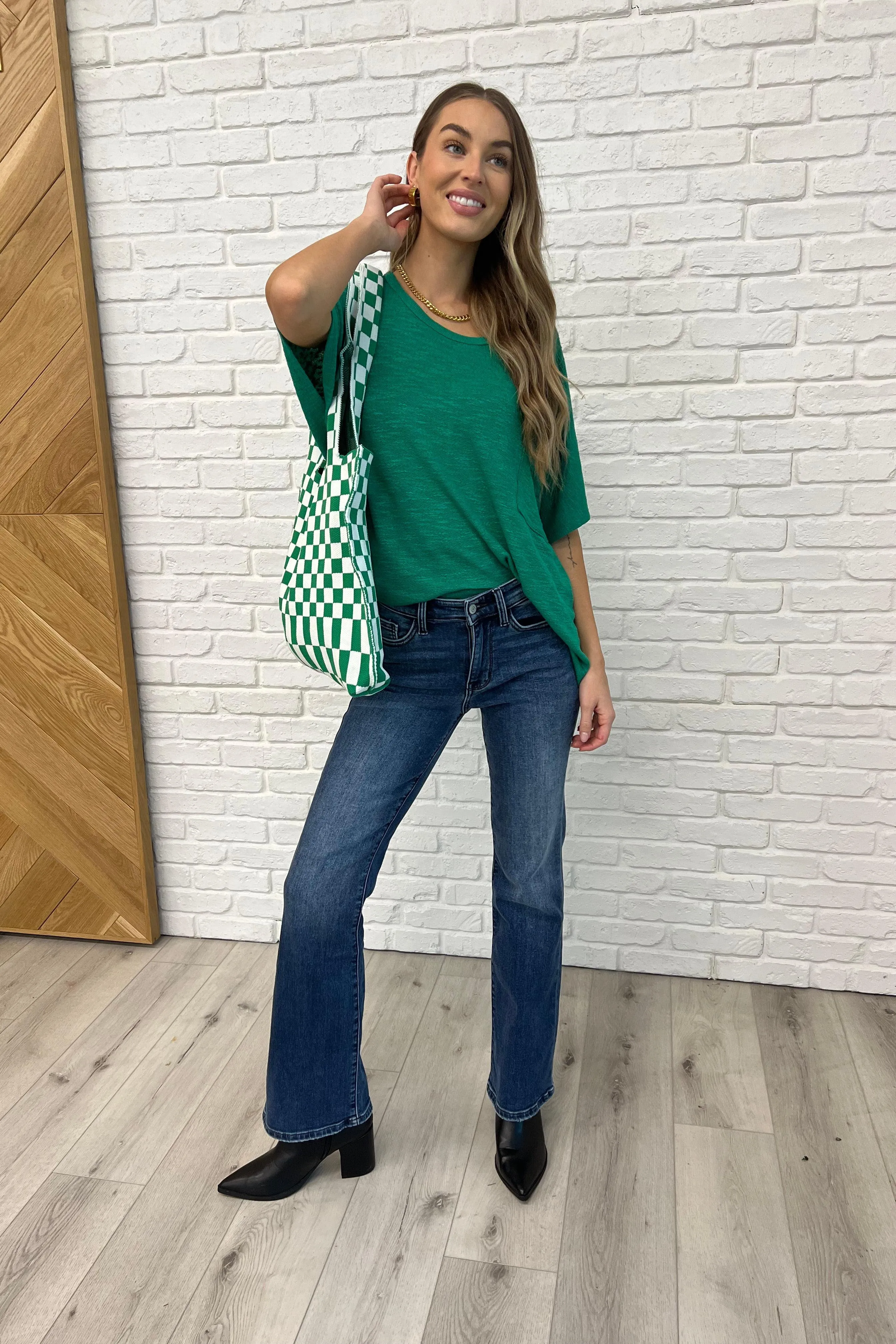 Basically Flowing Dolman Sleeve Top in Kelly Green