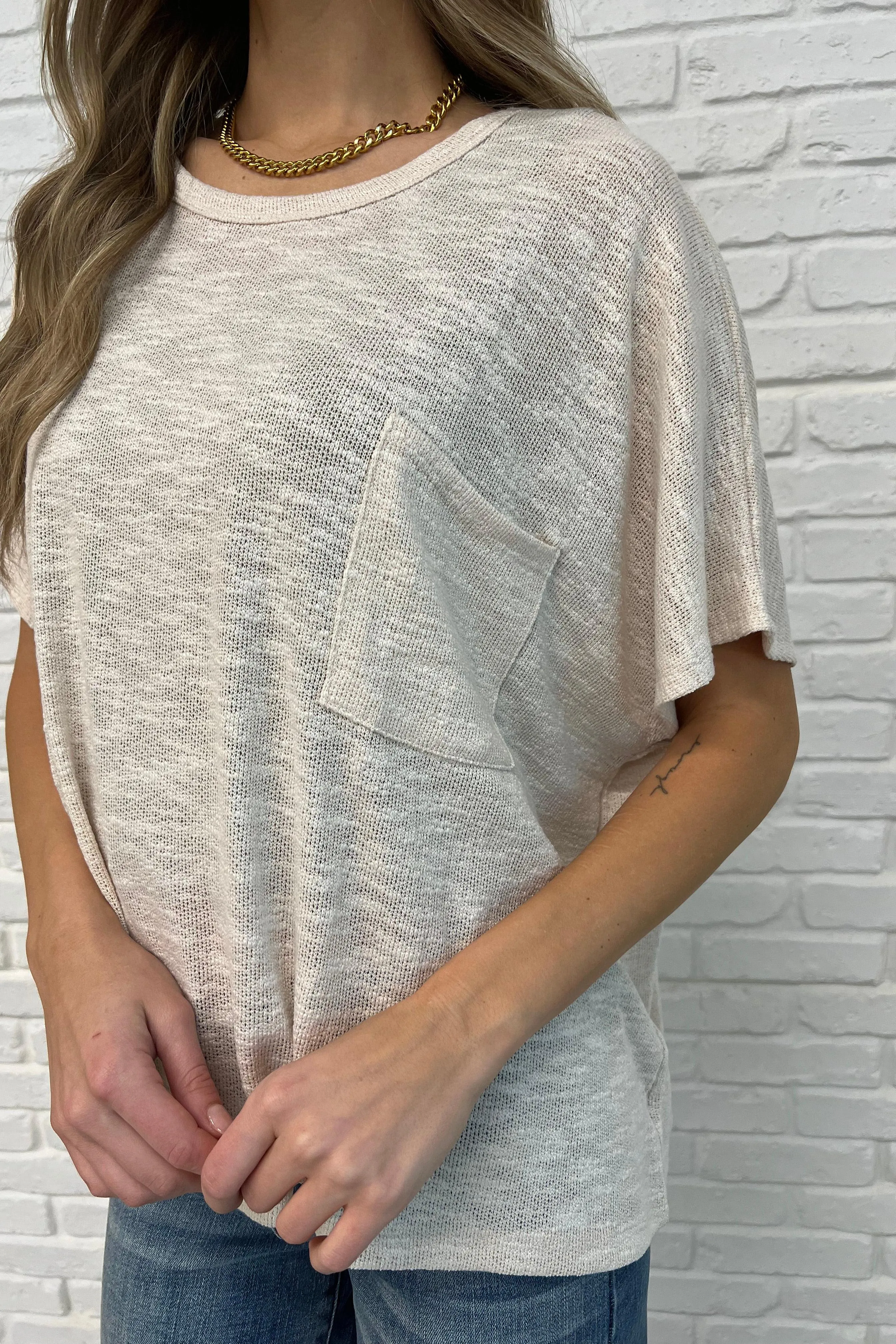 Basically Flowing Dolman Sleeve Top in Sand Beige
