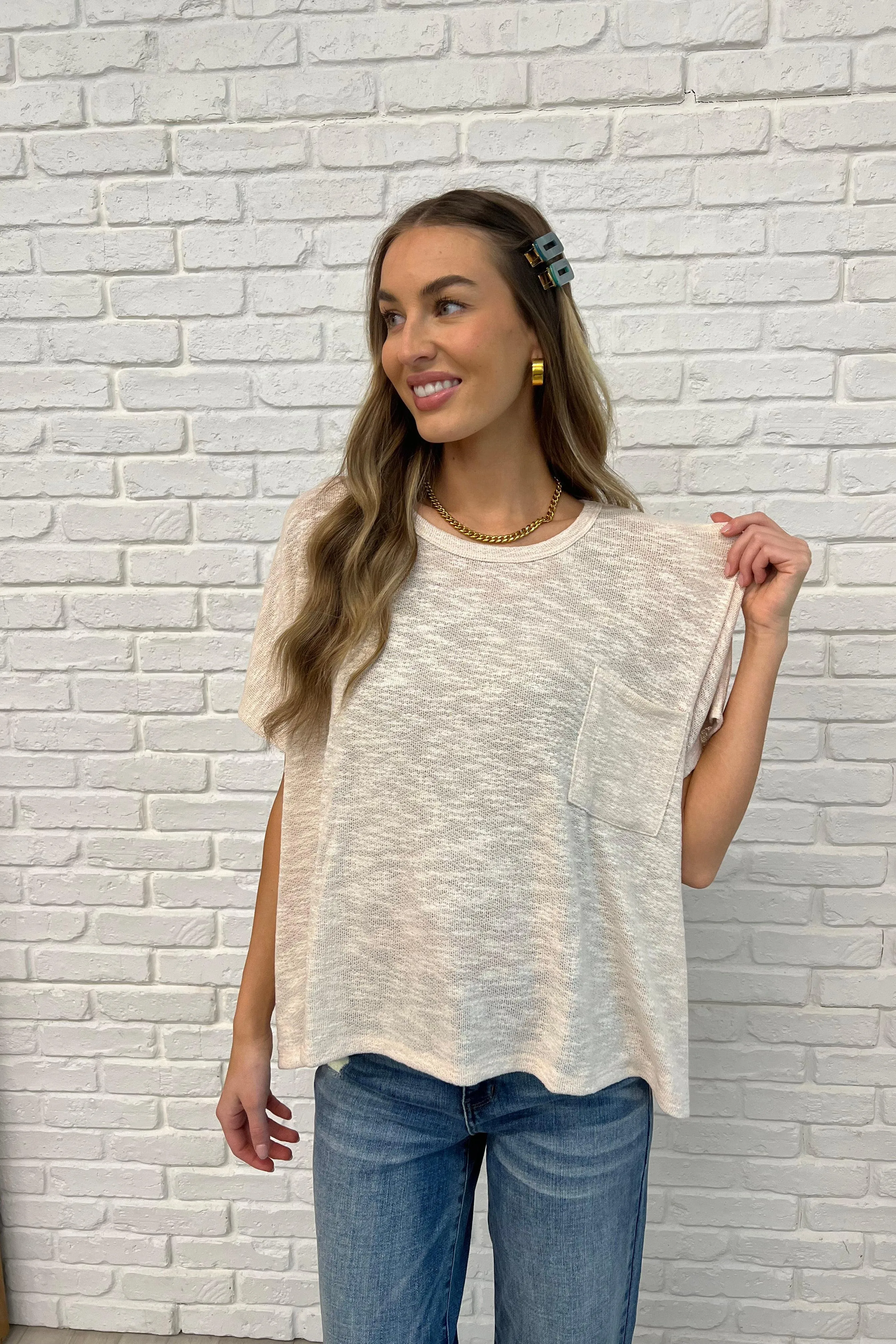 Basically Flowing Dolman Sleeve Top in Sand Beige