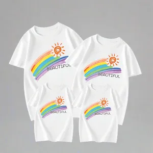 Beautiful Rainbow Family Matching T-Shirts - Colorful Sunshine Design