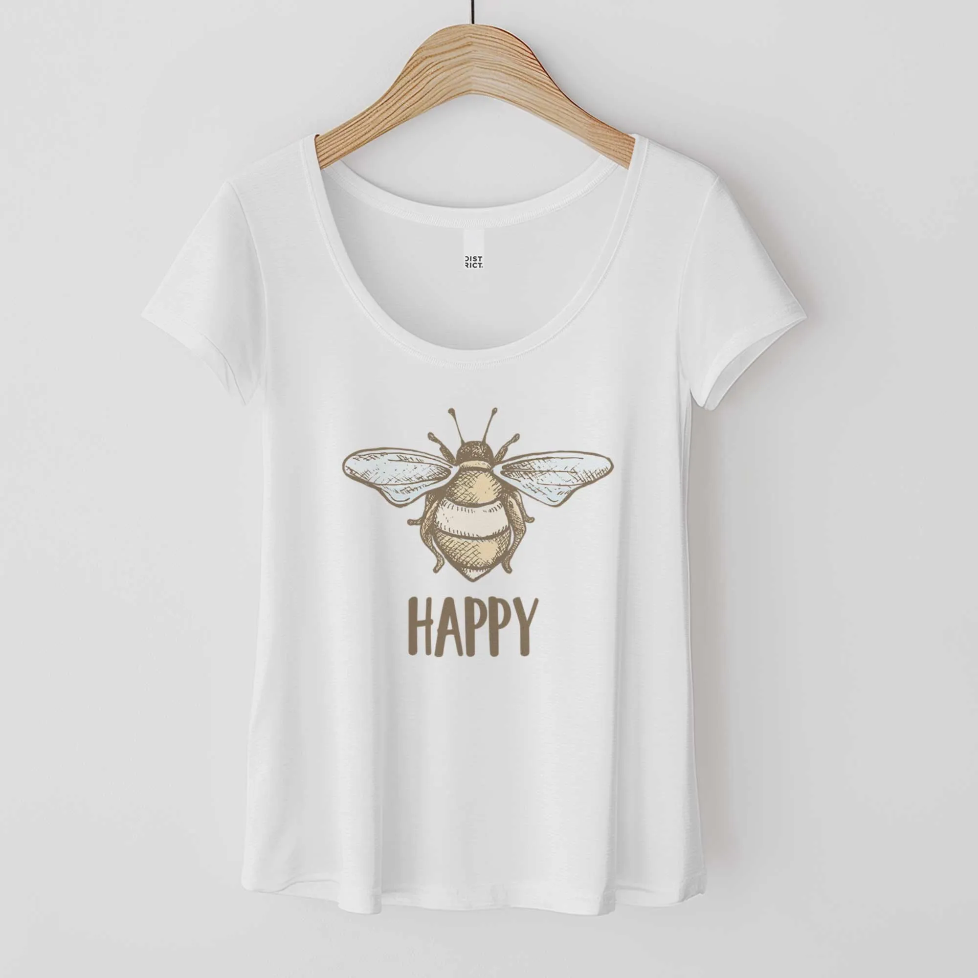 Bee Happy - Women’s Flex Scoop Neck Tee