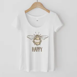 Bee Happy - Women’s Flex Scoop Neck Tee