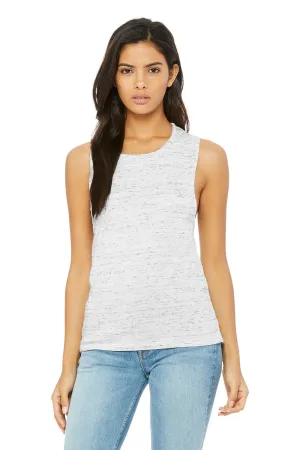 BELLA CANVAS  Women's Flowy Scoop Muscle Tank. BC8803 White Marble