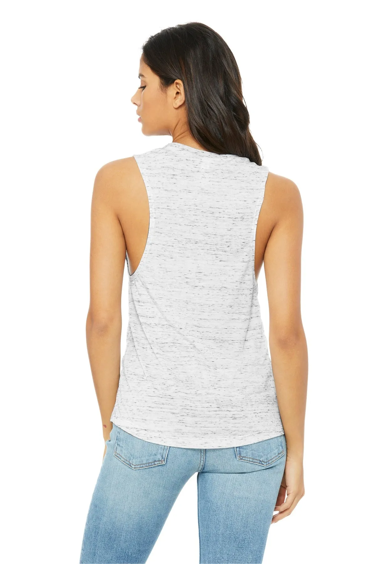 BELLA CANVAS  Women's Flowy Scoop Muscle Tank. BC8803 White Marble