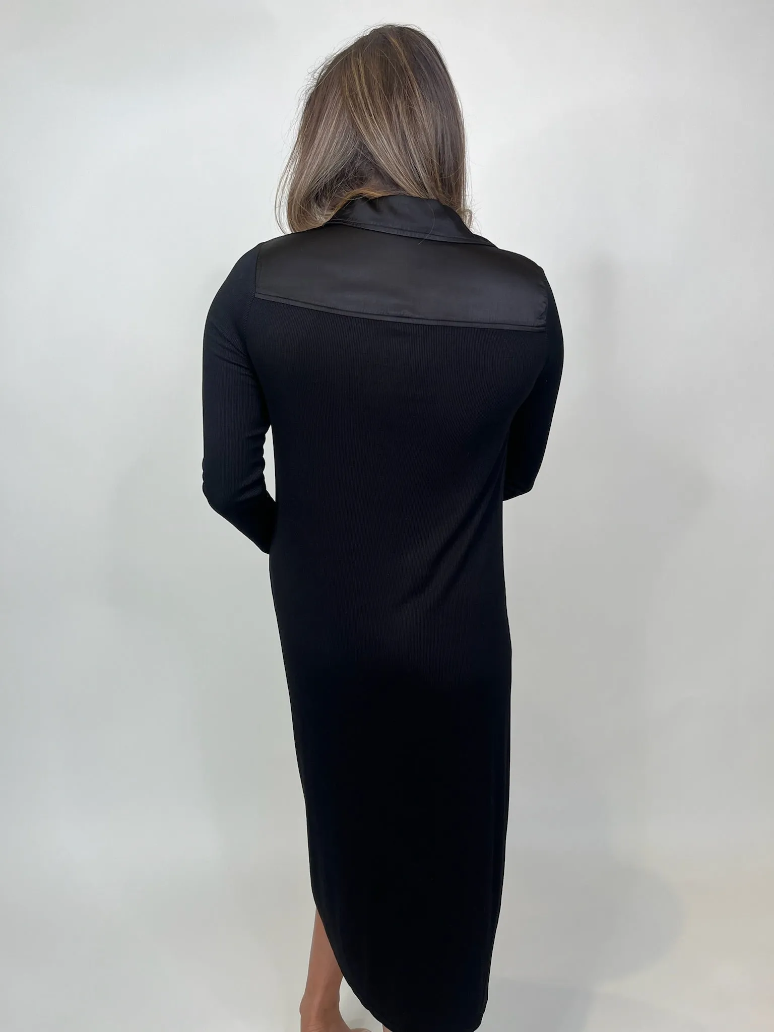 Bella Dahl Rib Button Down Shirt Dress Black