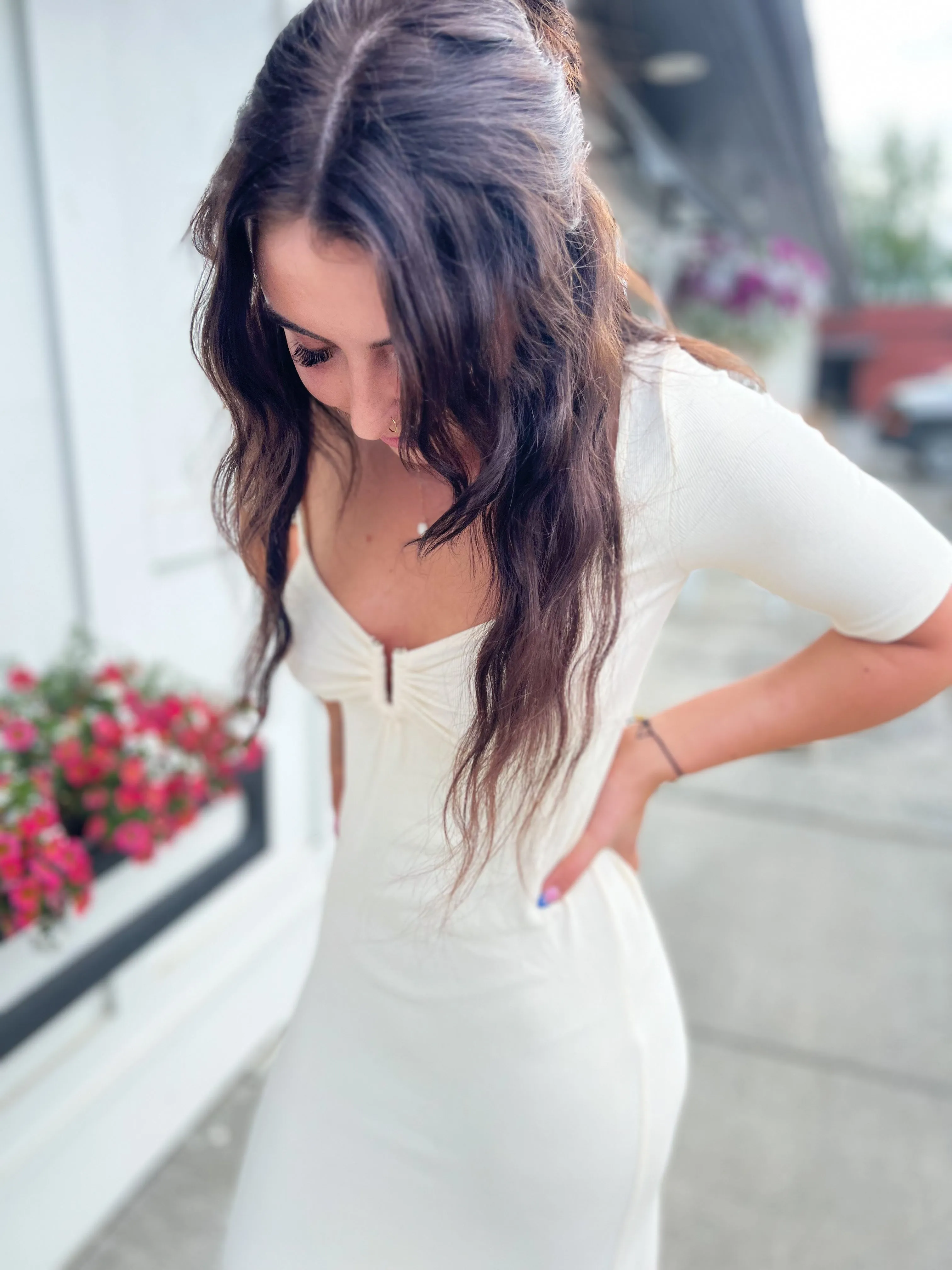 Bevy U Notched Ribbed Dress