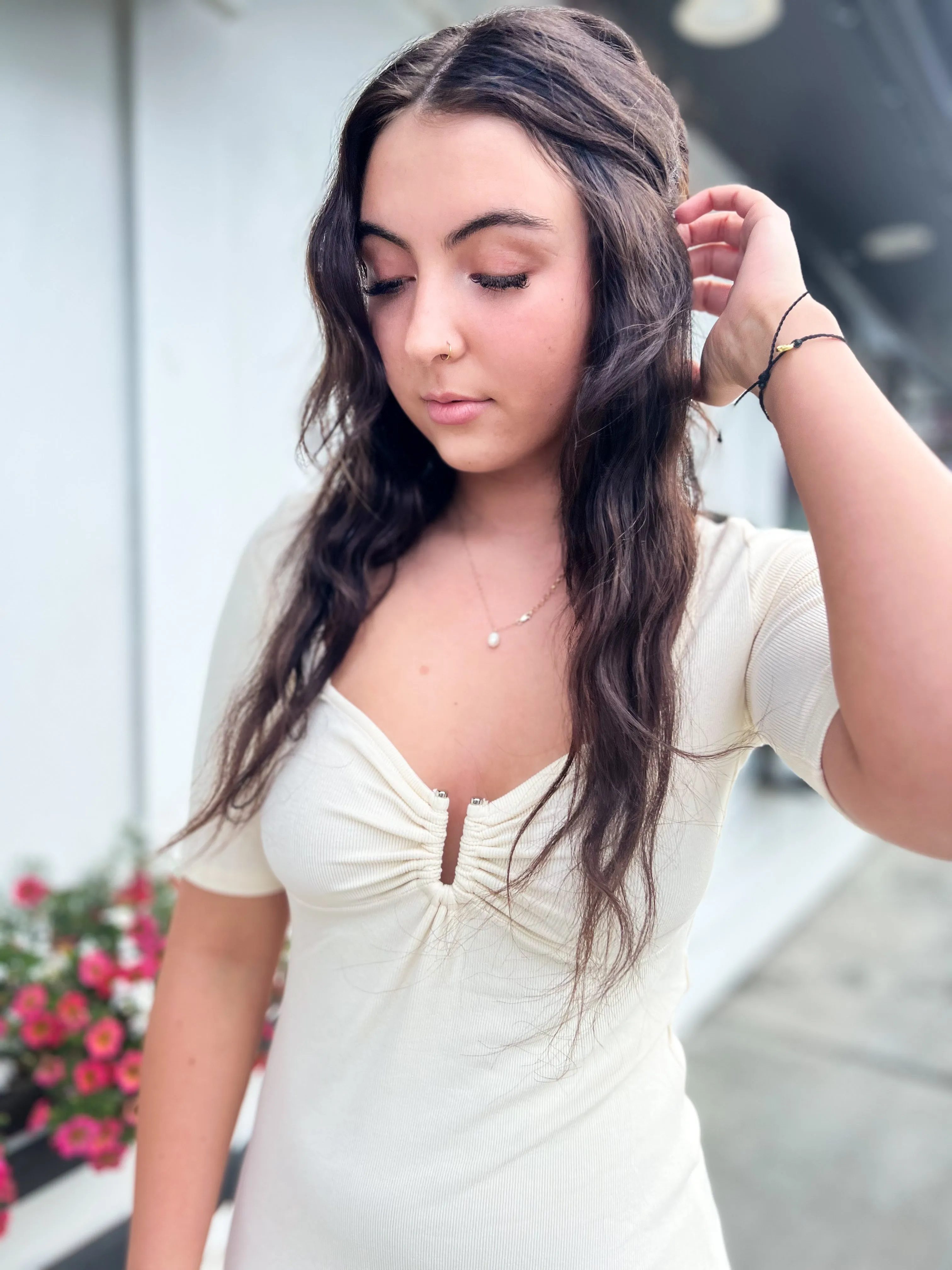 Bevy U Notched Ribbed Dress