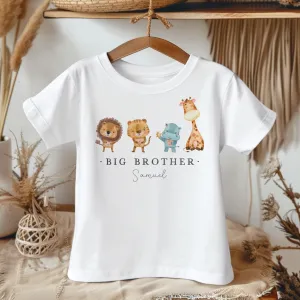Big Brother Safari Animals Personalised Toddler & Kids T Shirt