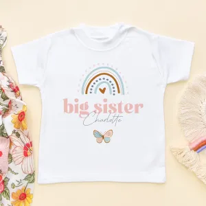 Big Sister Butterfly Rainbow Personalised Toddler & Kids T Shirt