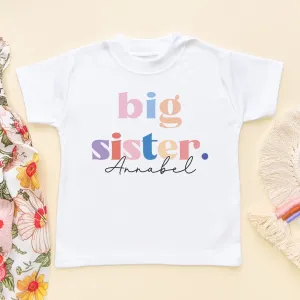 Big Sister Girl Rainbow Colours Personalised Toddler & Kids T Shirt