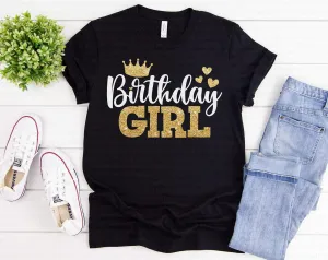 Birthday Girl and Squad Sparkly Bling T-Shirts