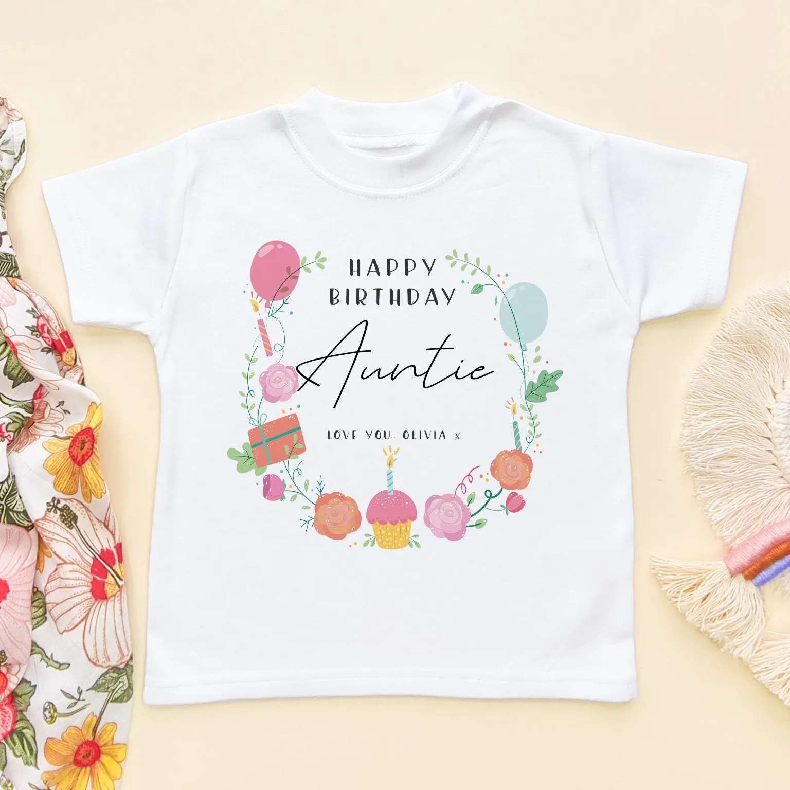 Birthday Message for Auntie Personalised Toddler & Kids T Shirt