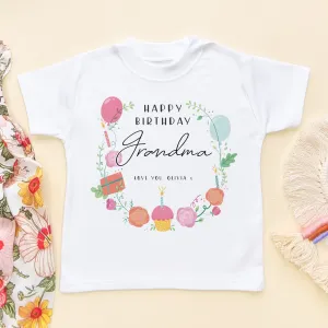 Birthday Message for Grandma Personalised Toddler & Kids T Shirt
