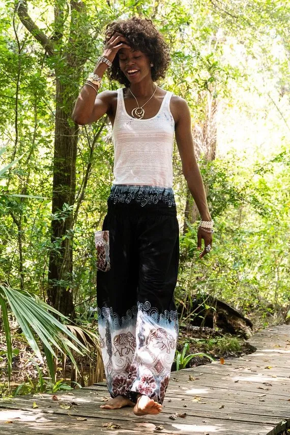 Black and White Elephant Pants