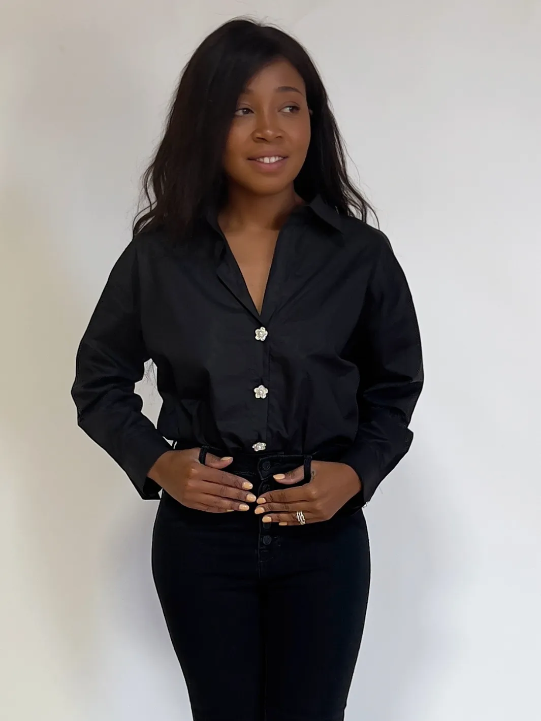 Black Oversized Button Down Shirt
