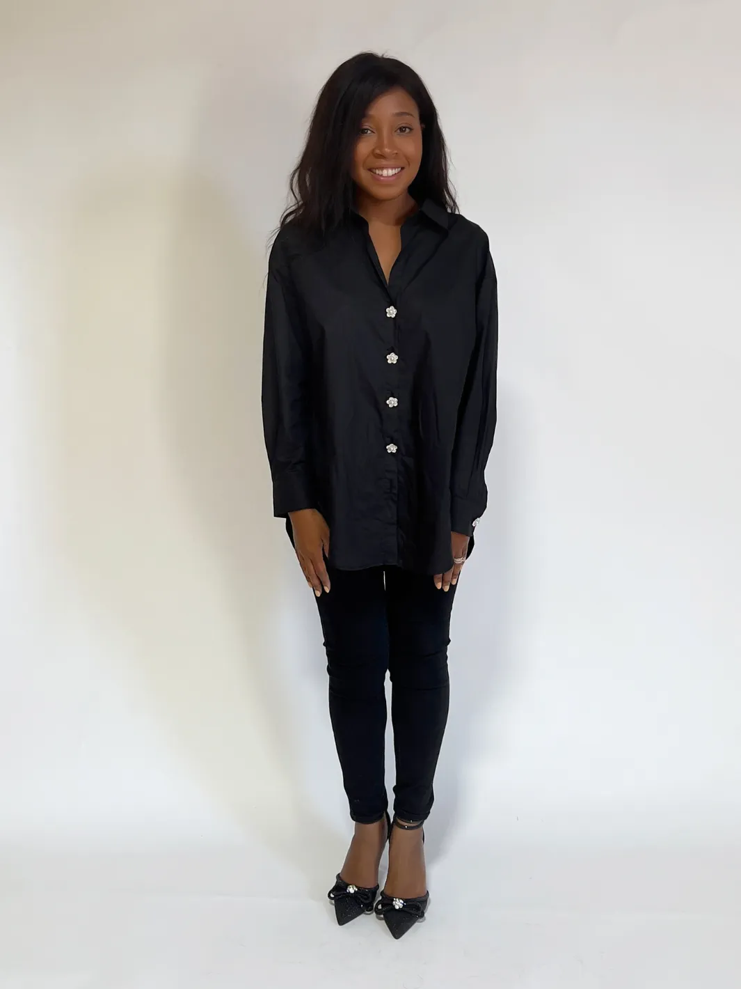 Black Oversized Button Down Shirt