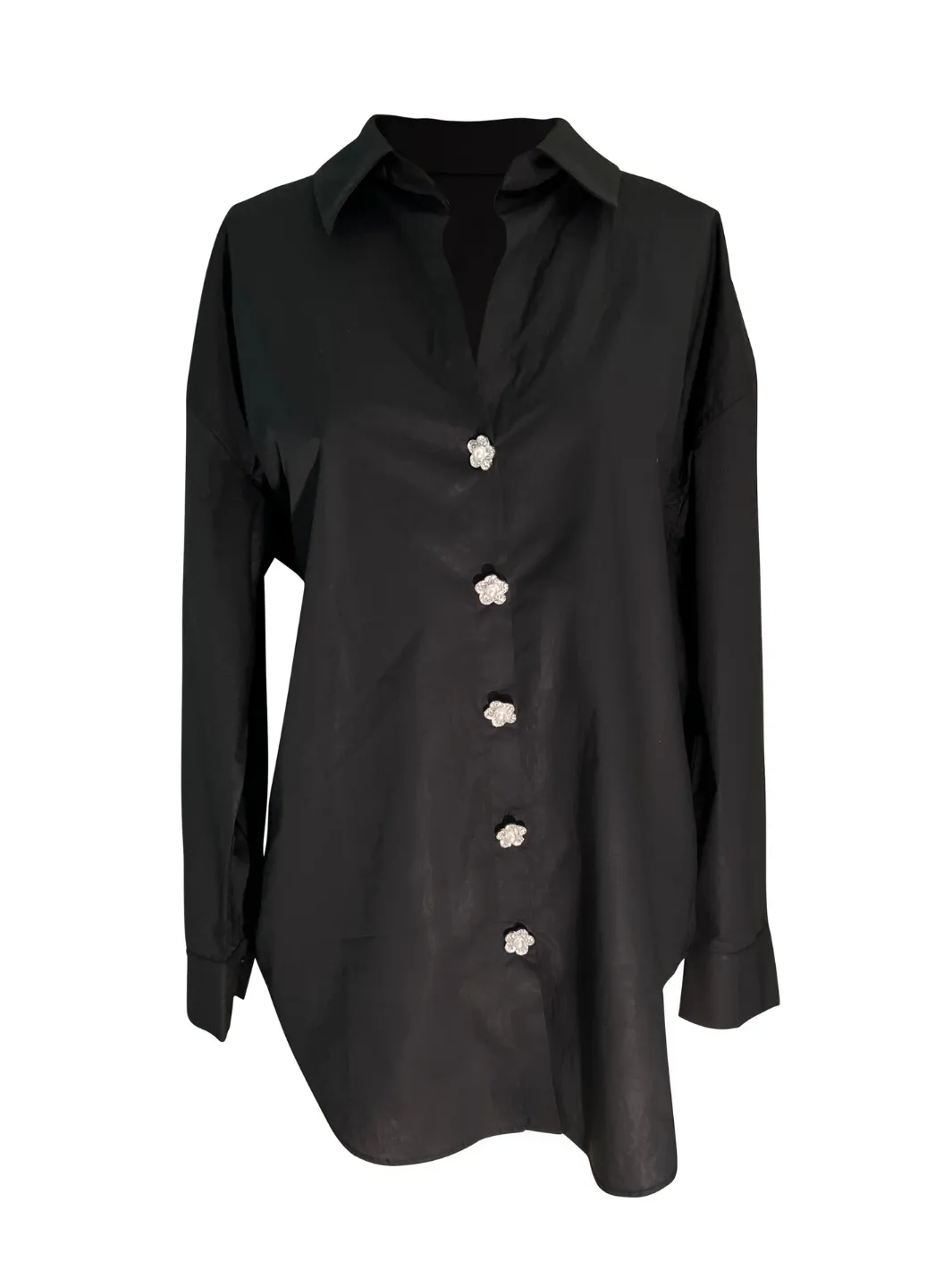 Black Oversized Button Down Shirt