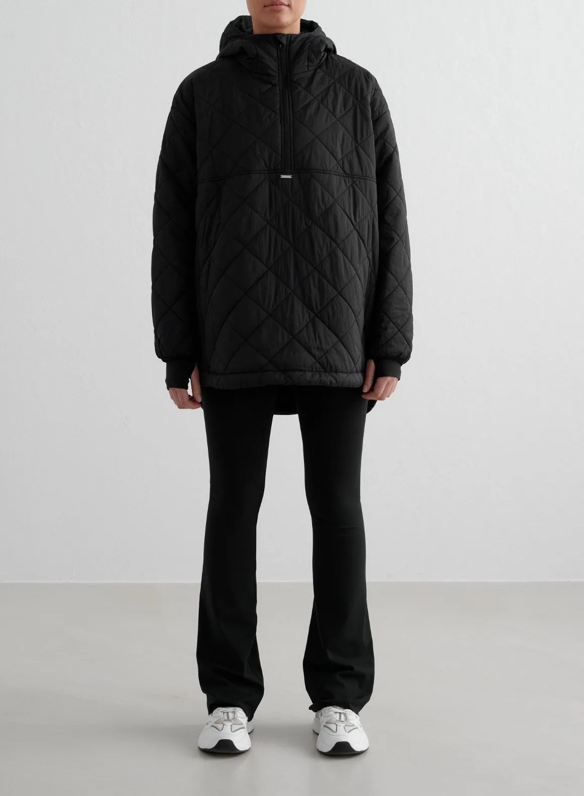 Black Oversized Quilted Anorak